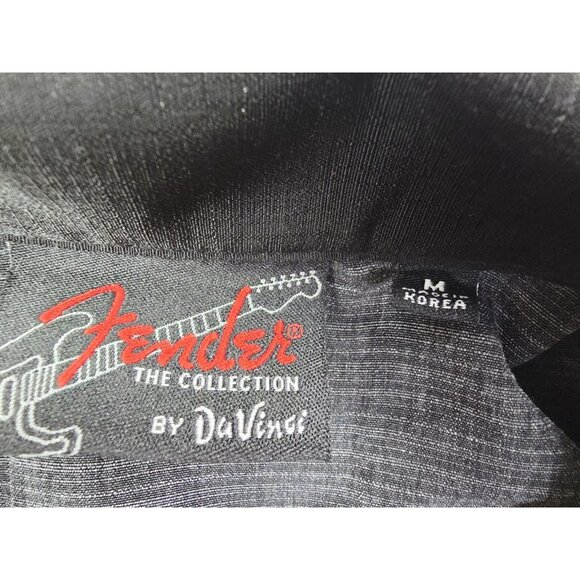 Fender Medium Mens Black Embroidered Sleeve Logo Guitar Front And Back V Neck - Picture 5 of 12